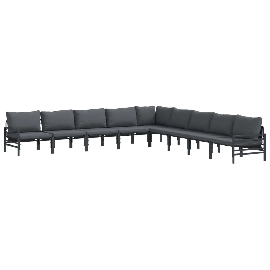 Set Divano da Giardino con cuscino 9 pcs Nero Acciaio 3378996