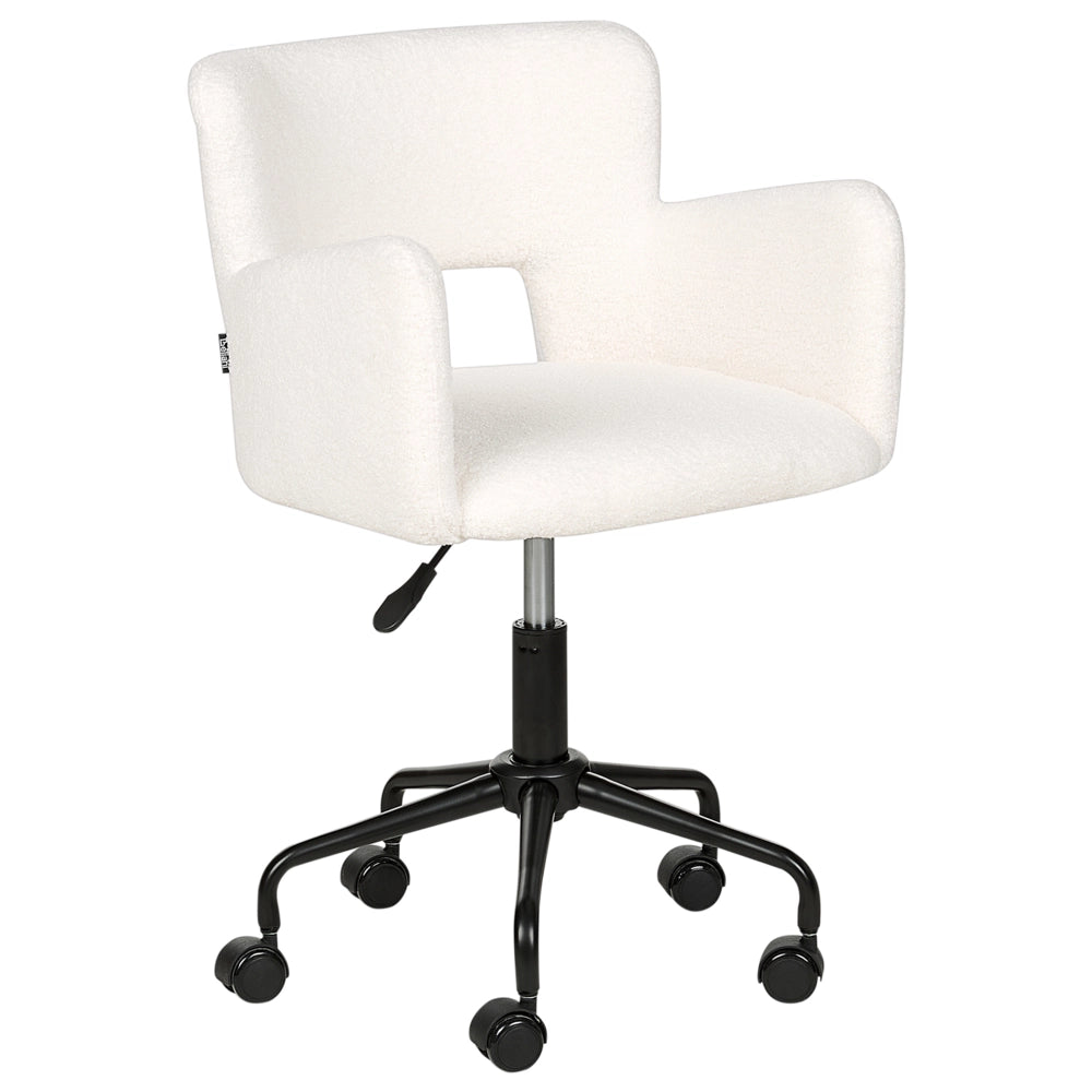 Sedia da scrivania girevole in tessuto boucle regolabile in altezza con schienale imbottito Bianco moderna industriale girevole con rotelle