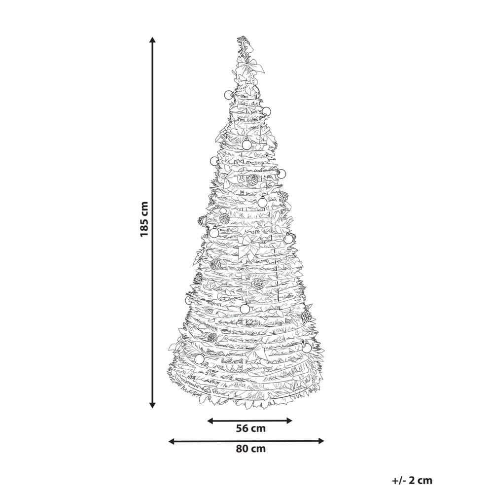 Albero di Natale artificiale verde sintetico 184 cm pieghevole con luci LED natalizie