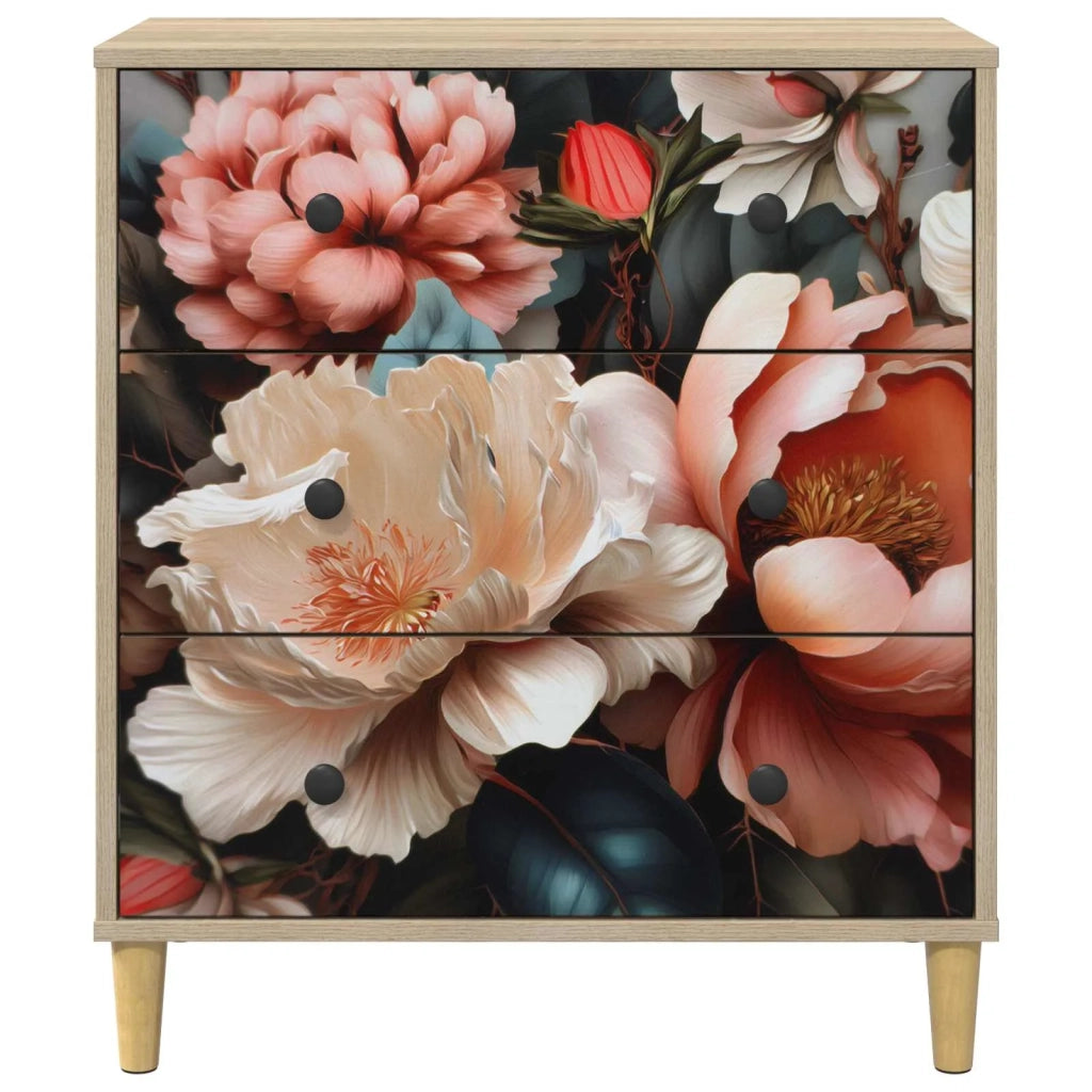 Cassettiera BORNE Stampa di peonia chiara 66 x 36,5 x 75 cm 8007356