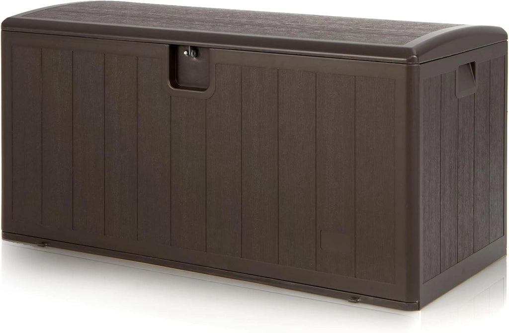 Baule da Giardino 400L, Panca Contenitore in Plastica con Coperchio e Maniglia, per Interni e Esterni, 127,5 x 64 x 64cm (Modello 2)