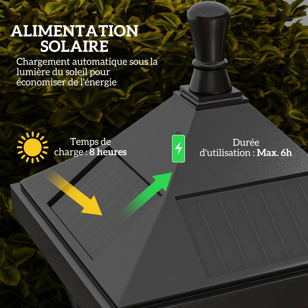 Lampada da giardino solare a LED classica ¨C zephmum ¨C nero 15x15x127 cm