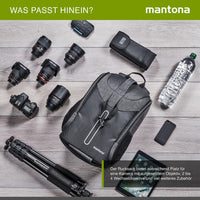 Mantona Tallinn Zaino fotografico per fotocamera SLR DSLR, obiettivi e accessori, con supporto per treppiede e copertura antipioggia, scomparti regolabili