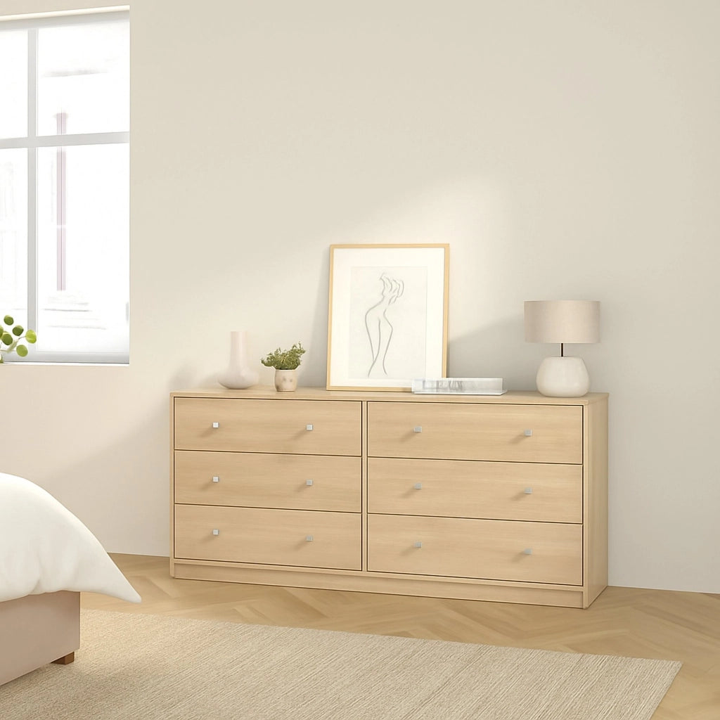 Credenza Rick, Buffet da soggiorno, Madia da salotto, Dispensa da cucina, 143x30 h68 cm, Rovere