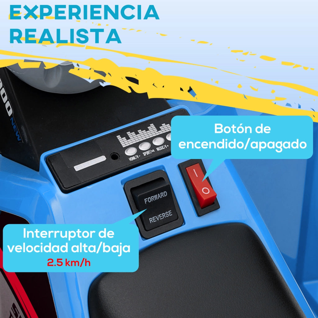 Quad Elettrico per Bambini con Rimorchio ¨C zephmum ¨C 6V 18-36 Mesi Blu