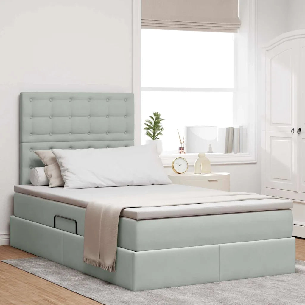 Letto con contenitore e materasso Grigio chiaro 120 x 200 cm 3372141