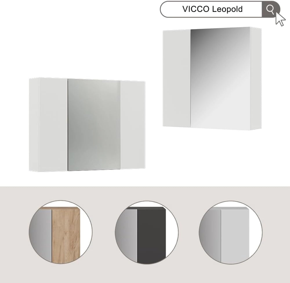 Specchio contenitore bagno Leopold, Quercia dorata, 80 x 59.2 cm con ripiani, che trova posto in ogni bagno