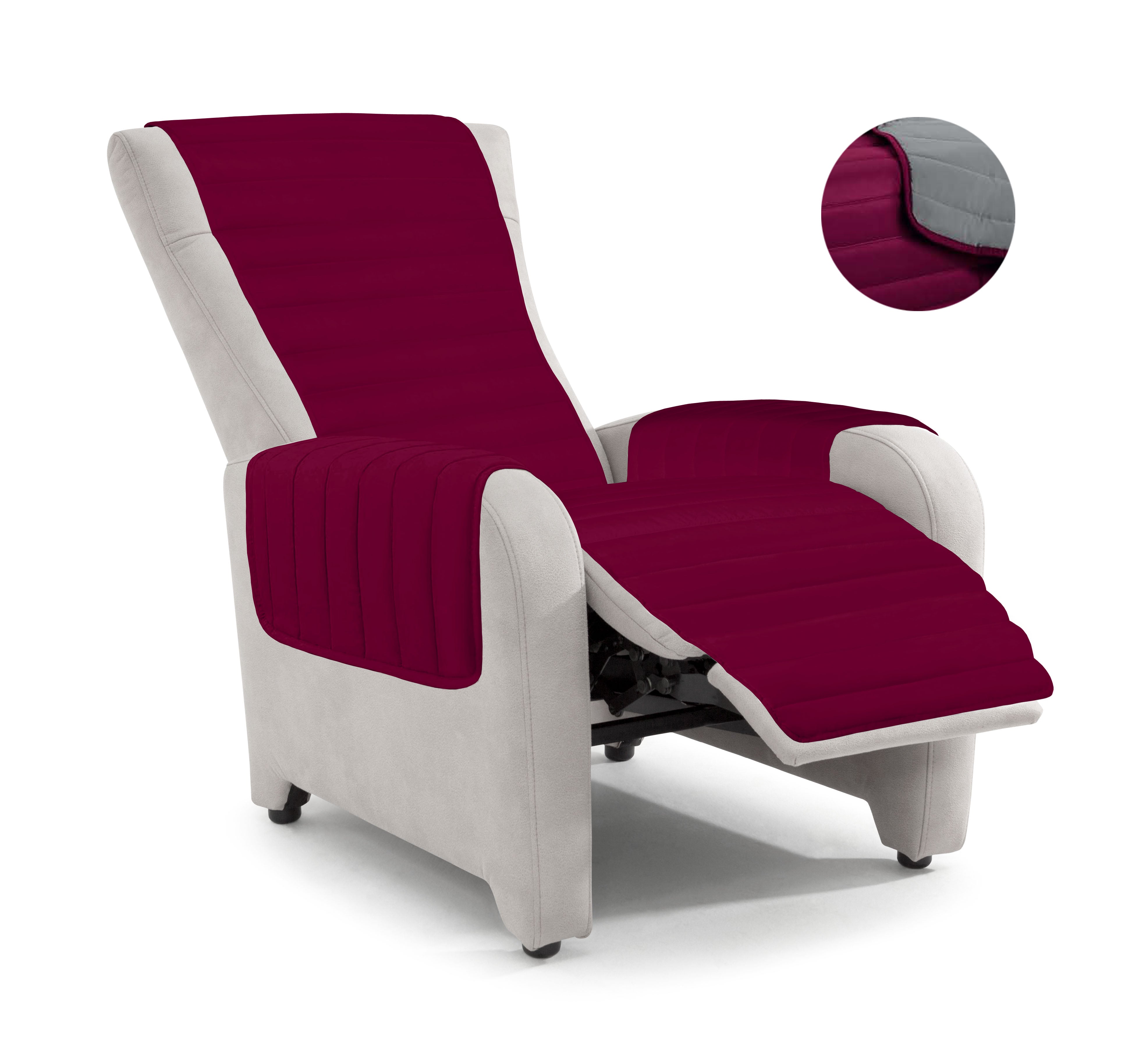 Copripoltrona Trapuntato Doubleface Bordeaux/Grigio Scuro