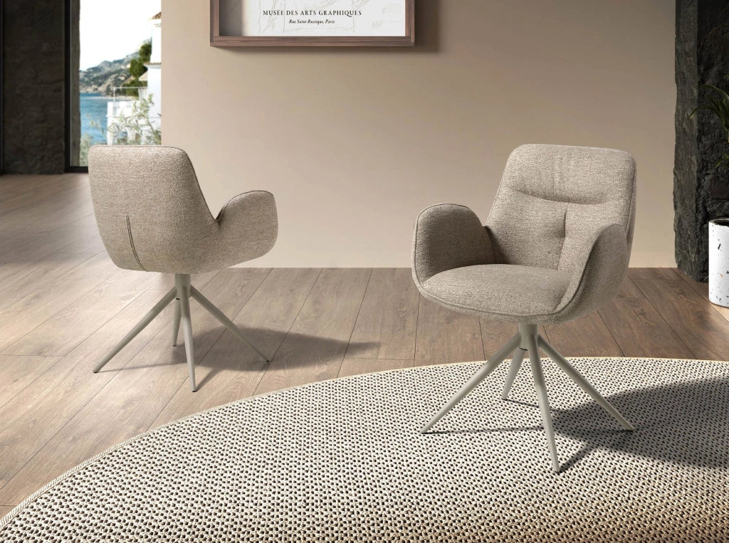 Sedia girevole in tessuto beige