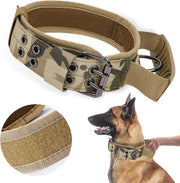Cintura per cani tattica, cintura per cani in nylon militare regolabile con maniglia, chiusura metallica, cintura per cani riflettente imbottita, adatta per cani di taglia media, grande addestramento (M)