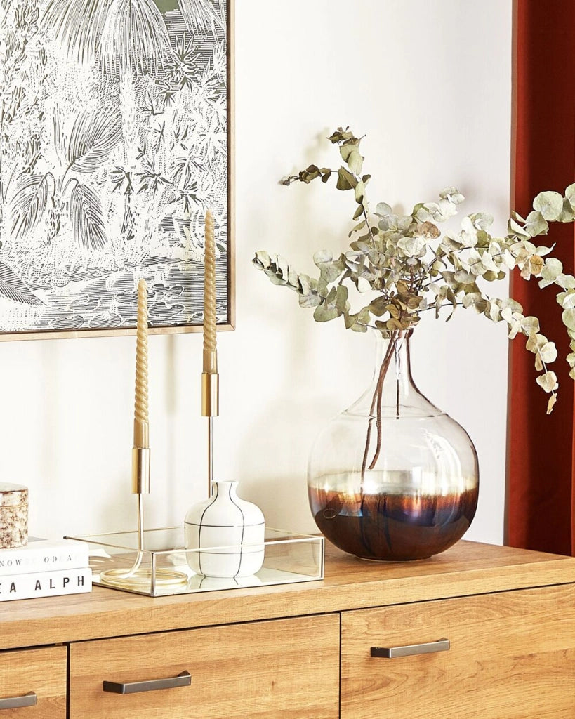 Vaso per fiori in vetro iridescente 40 cm Decorazione per la casa fatta a mano dal design moderno