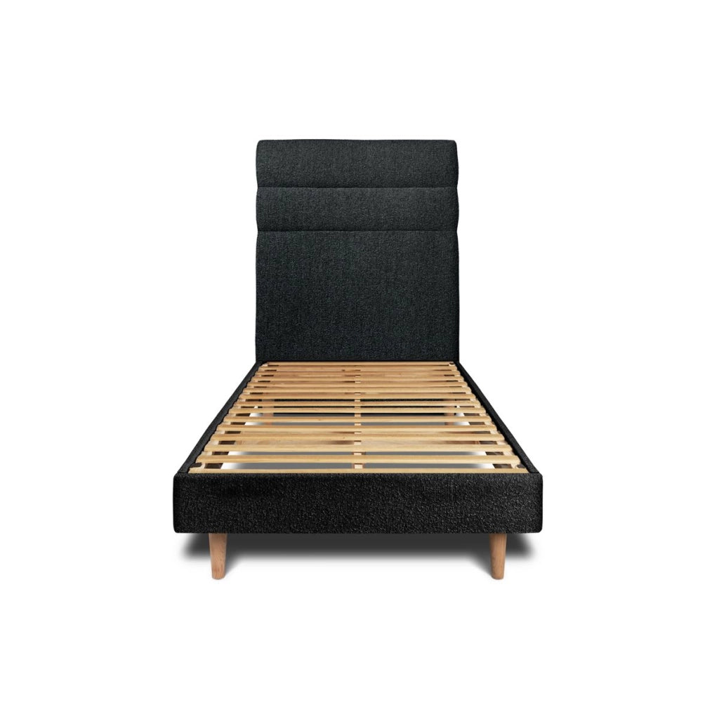 Letto 90x200 cm con testiera in linea - tessuto bouclé