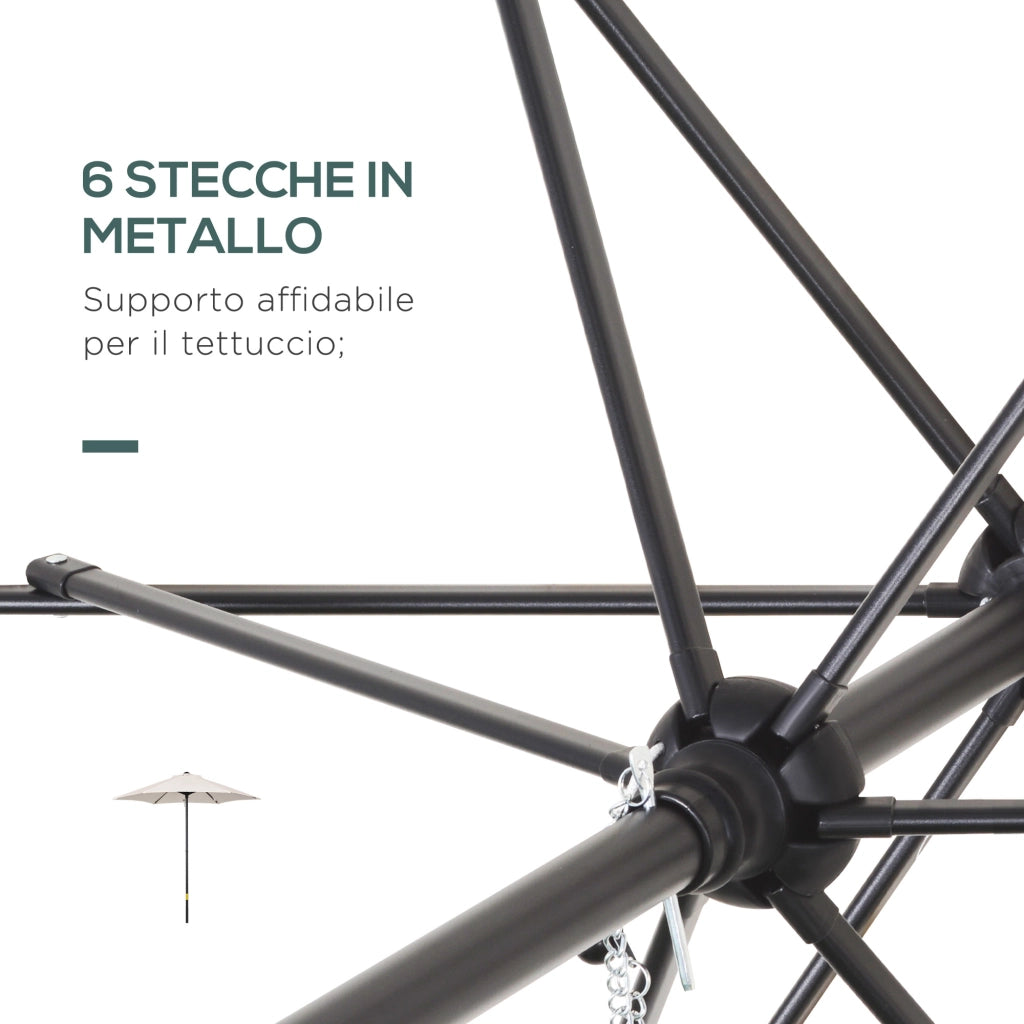 Ombrellone da Giardino Rotondo 2m ¨C zephmum ¨C Alluminio Poliestere Crema