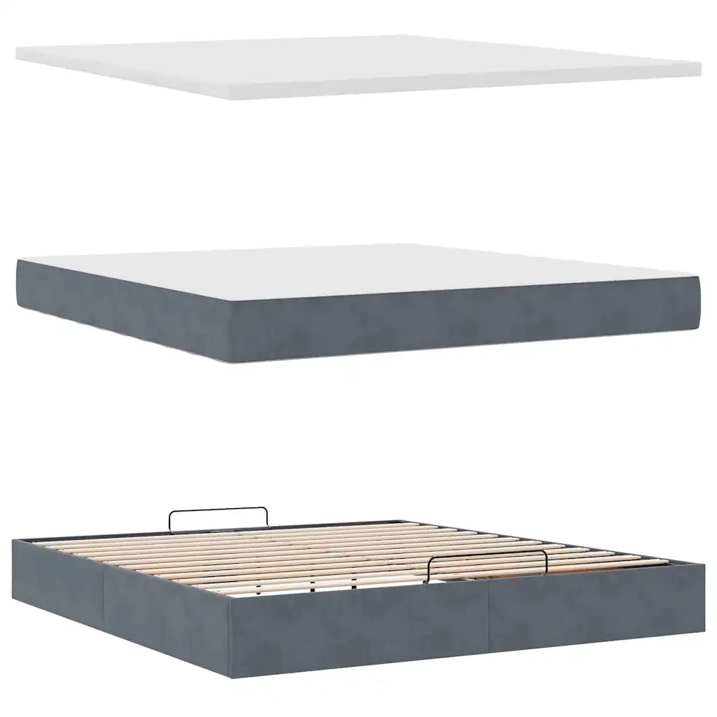 Struttura Letto Pouf con Materasso 180x200 cm in Velluto 3312711