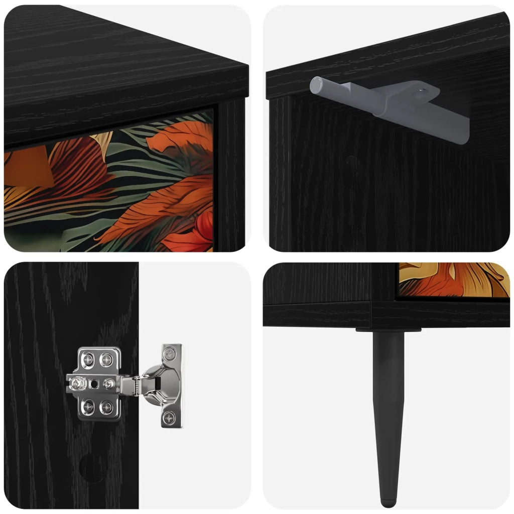 Armadio da Notte GENNEP 2 pz Rovere Nero 36 x 33 x 51 cm 8007242