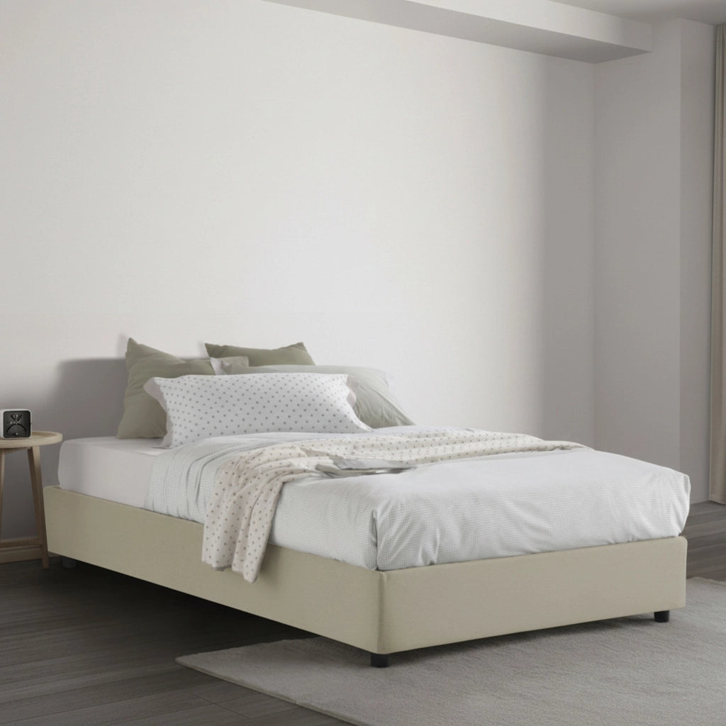 Alvise, Letto Piazza e Mezza Materasso Incluso Made in Italy, Beige
