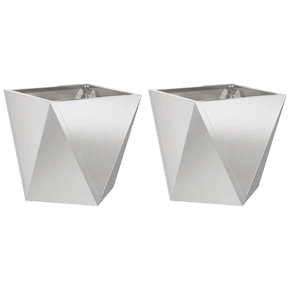 Fioriera 2 pcs Argento 40 x 40 x 40 cm Acciaio inossidabile 883831