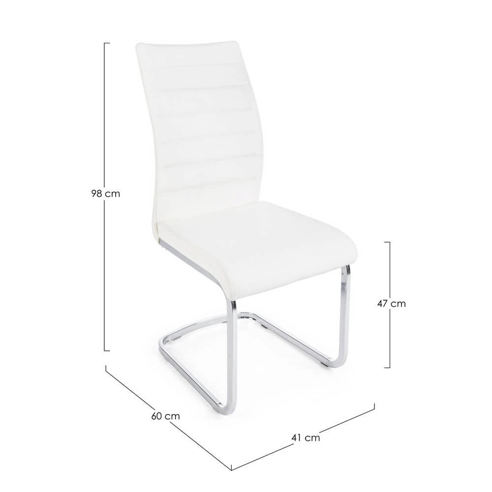 Set di 4 Sedie da Pranzo in Similpelle con Gambe Cromate - NEXTWAVE
