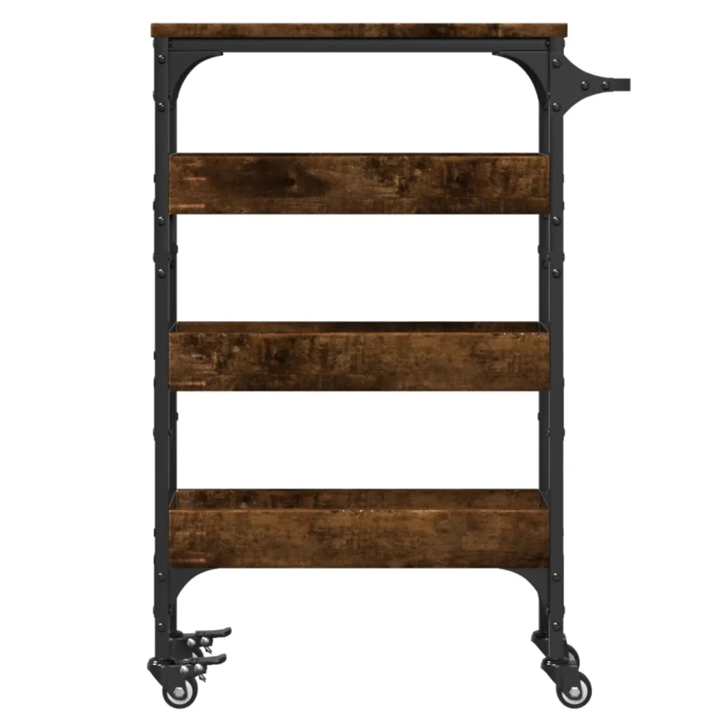 Carrello da Cucina-Scaffale per Cucina Rovere Fumo 53x20x76 cm in Legno Multistrato