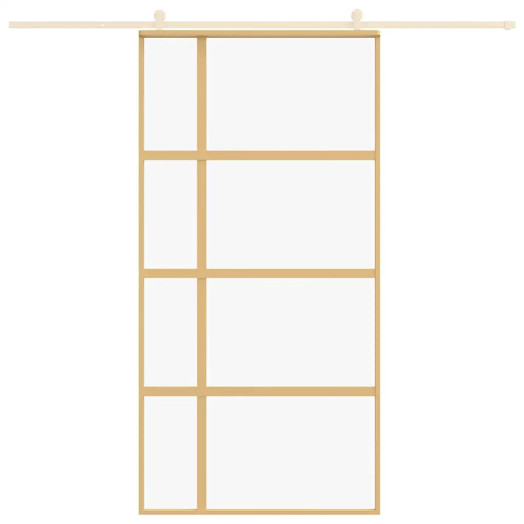 Porta Scorrevole Oro 102,5x205 Vetro Trasparente ESG Alluminio 155192