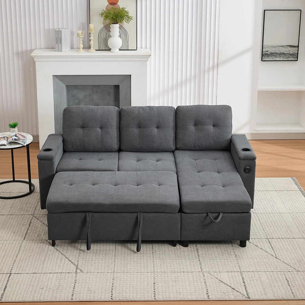Divano angolare - Xylo - 208x146cm letto 3 posti grigio