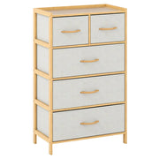Cassettiera a 5 cassetti per camera da letto 58 x 30 x 94 cm con ripiano superiore stile contemporaneo bambù naturale 20_0017687