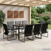 Set da Pranzo per Giardino 9 pcs Nero e antracite