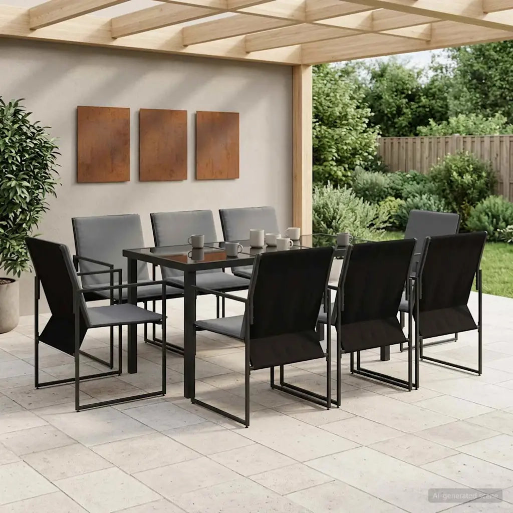 Set da Pranzo per Giardino 9 pcs Nero e antracite