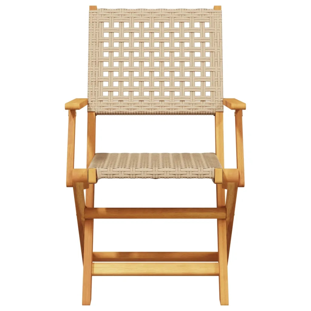 Set Pranzo da Giardino 5 pz Beige Polyrattan e Legno Massello 3281696