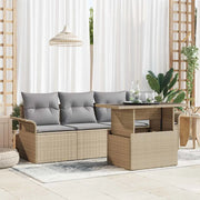 Set Divano da Giardino 5 pcs Beige Rattan in Polipropilene