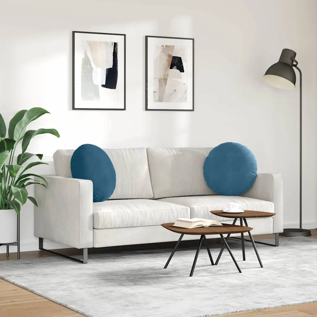 Cuscini per Seduta 2 pcs Blu Ø50 x 19 cm Velluto