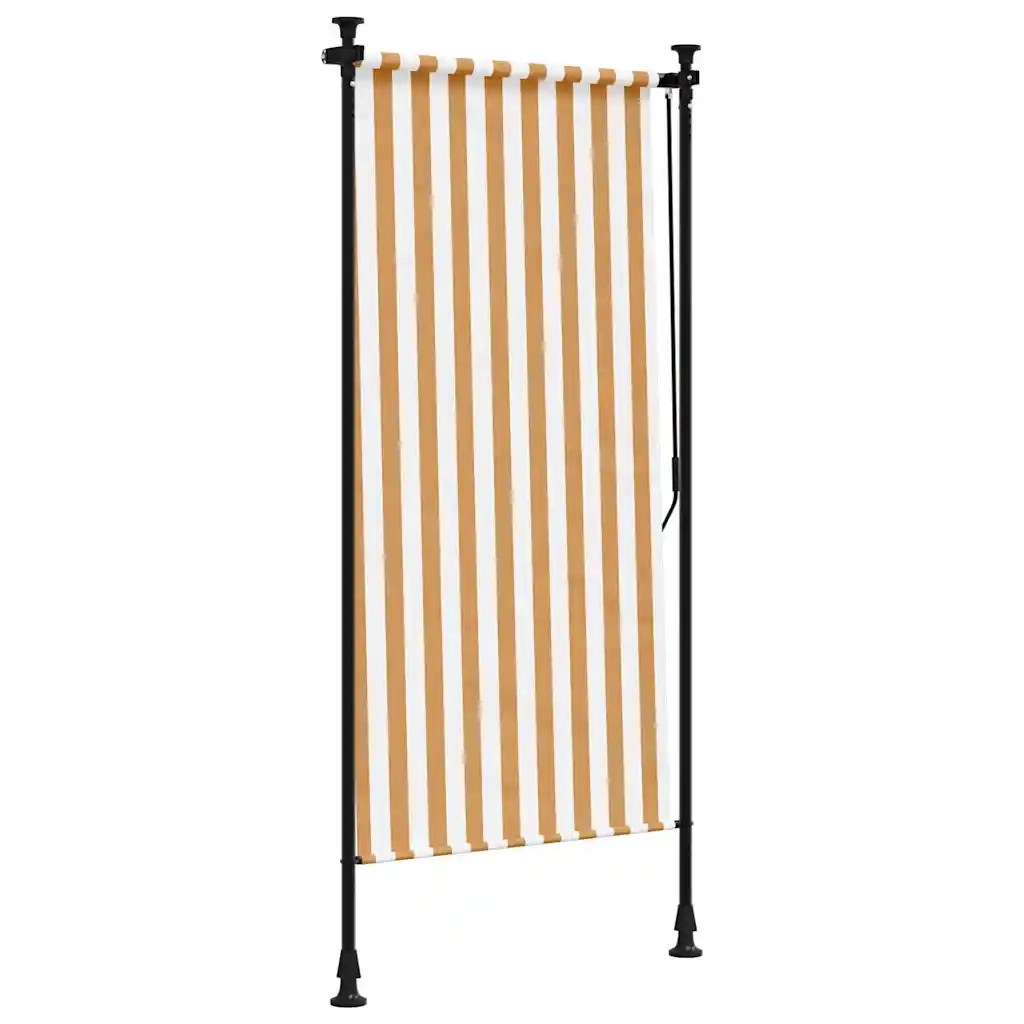 Tenda a Rullo Esterno-Tenda avvolgibile Arancio Bianca 100x270cm Tessuto Acciaio