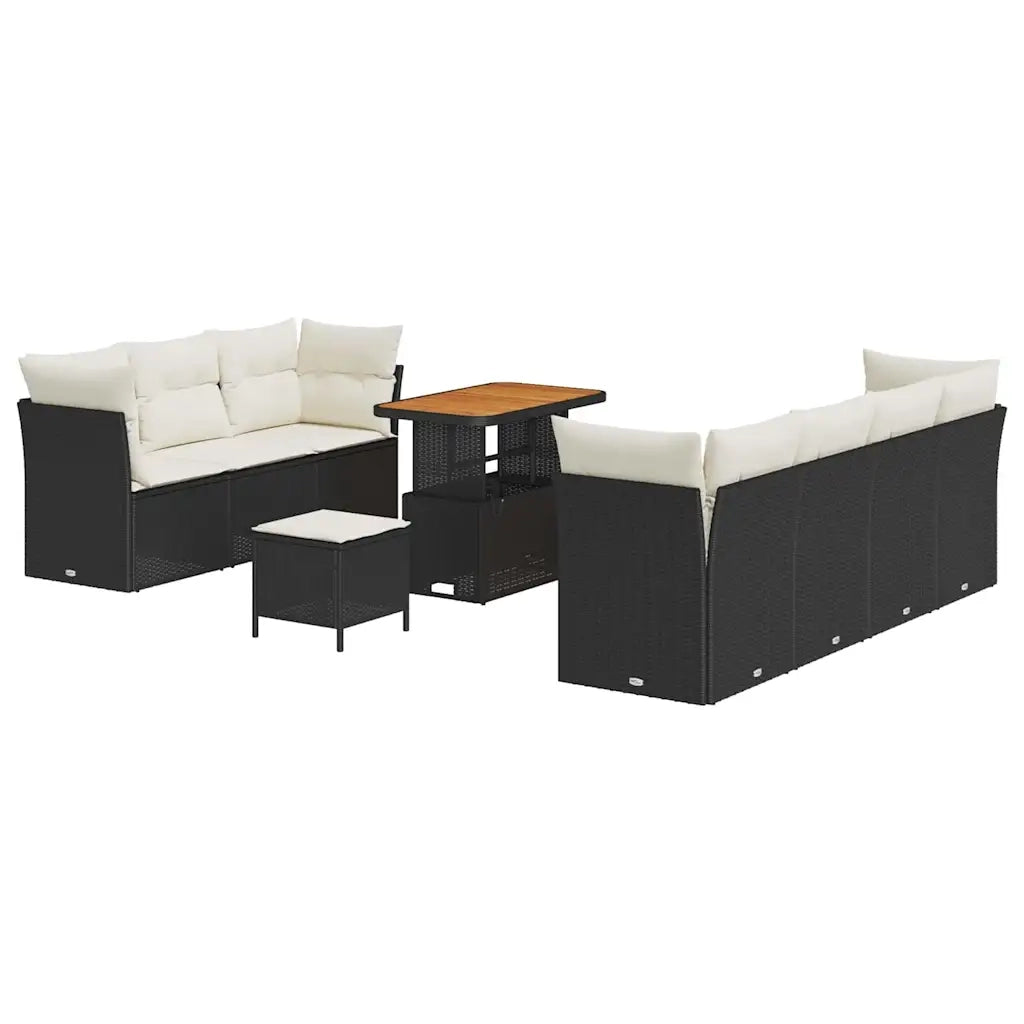 Set Divano da Giardino 10 pcs Nero polyrattan