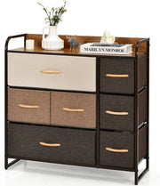 Cassettiera con 7 Cassetti, Organizer Moderno con Cassetti Pieghevoli in Tessuto, Struttura in Acciaio, Ideale per Camera da Letto, Soggiorno, Corridoio, 80 x 29 x 79 cm
