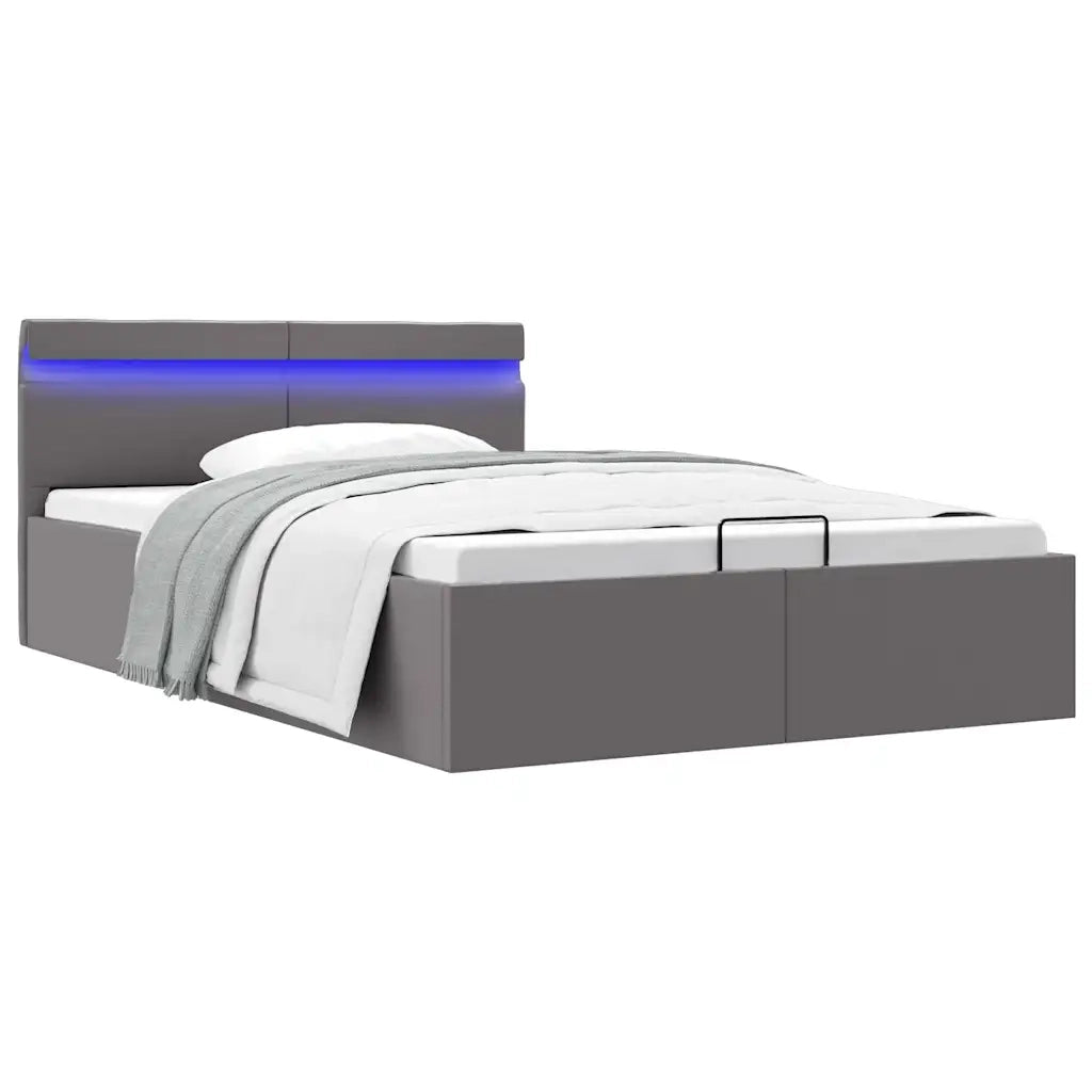 Giroletto Contenitore Idraulico LED Grigio Similpelle 140x200cm 285555