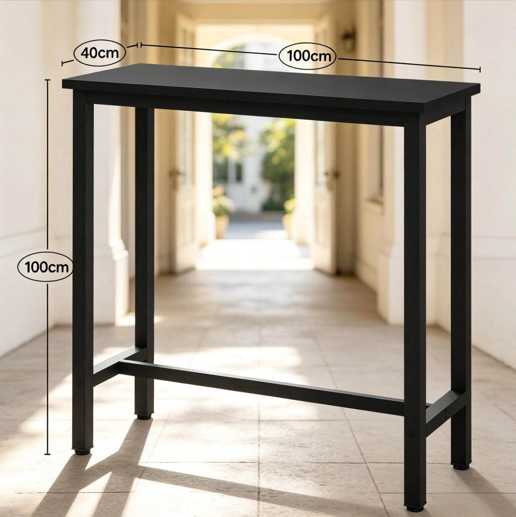 Tavolo bar industriale nero 100x40x100 cm