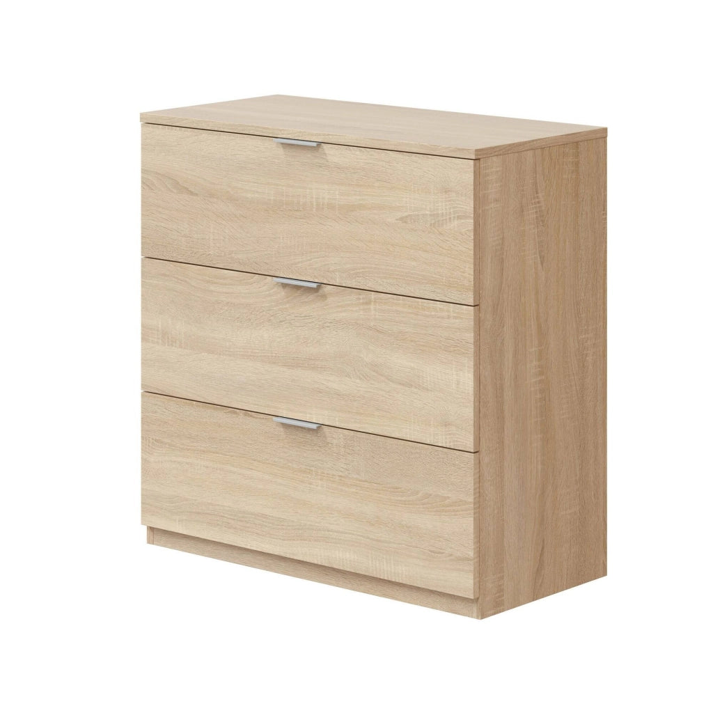 Cassettiera Garbino, Cassettiera camera da letto , Settimino a 3 cassetti, 77x38h80 cm, Rovere