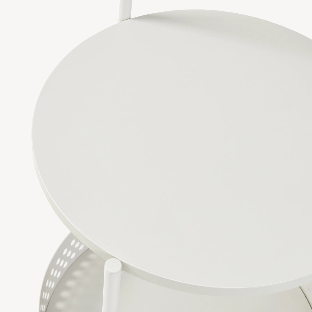 Carrello Portaoggetti Jässaatka a Rotelle Tavolino Rotondo in Acciaio con 2 Ripiani 76 x Ø40 cm - Grigio [en.casa]