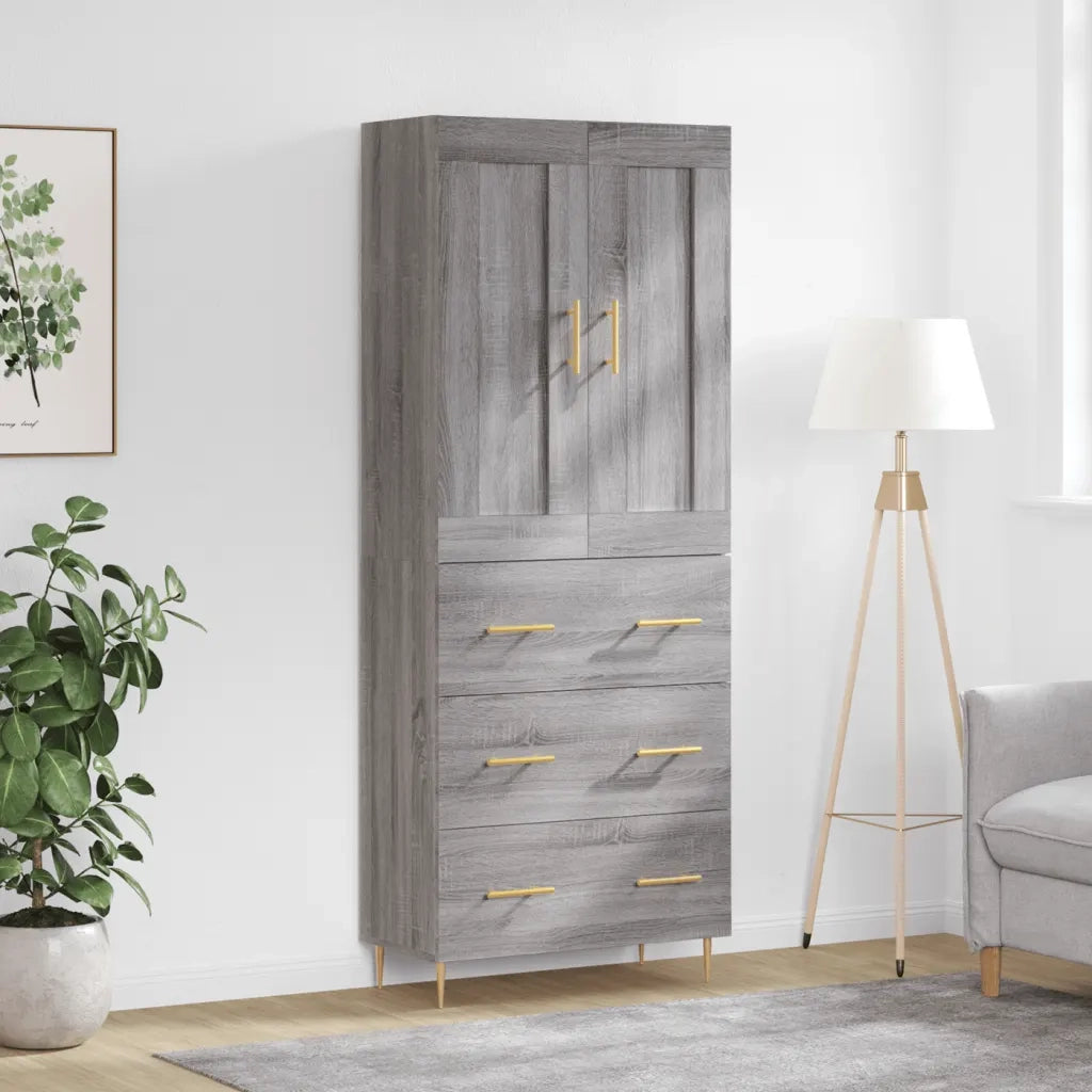 Credenza | Madia | Buffet da pranzo | Armadio da pranzo Grigio Sonoma 69,5x34x180 cm in Legno Multistrato