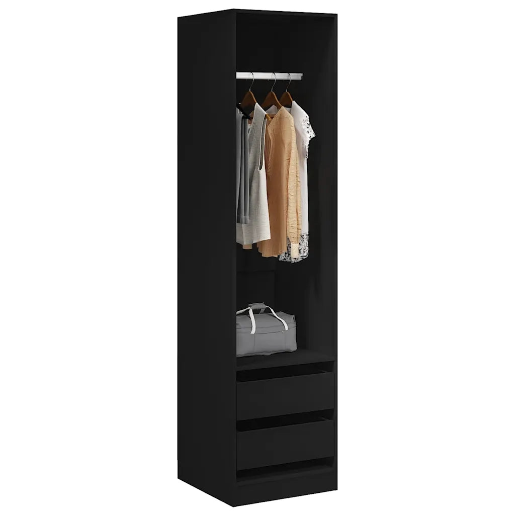 Armadio con Cassetti Nero 50x50x200 cm in Legno Multistrato CFW9598009