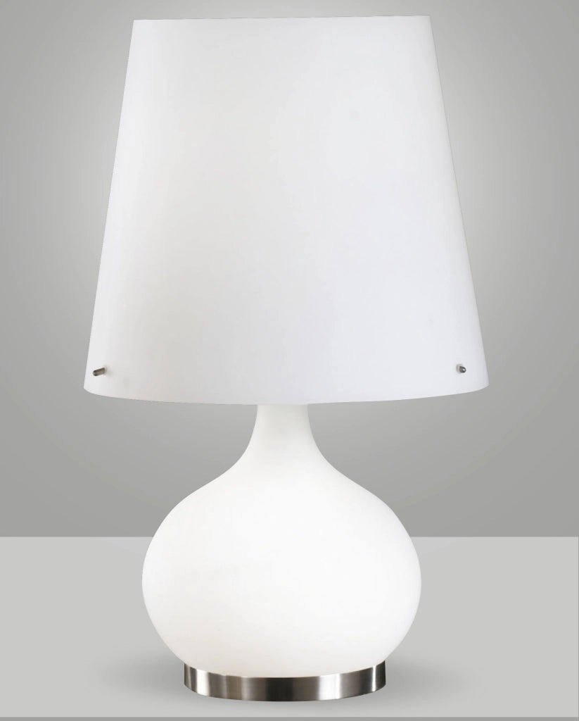 Lampada da Tavolo Ade Design in Metallo e Vetro Soffiato, Doppia Accensione, Attacco E14 40W e E27 100W, Bianco, Codice Prodotto: 2533-35-102