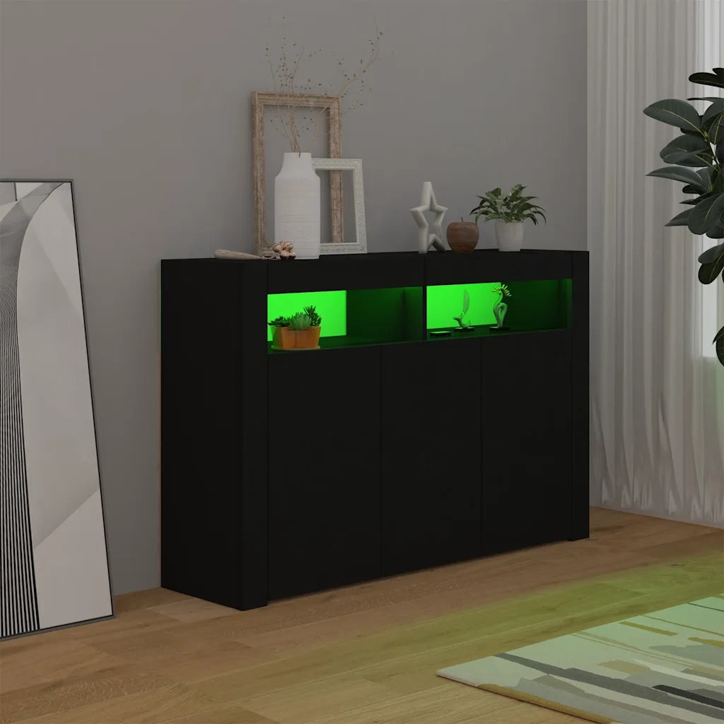 Credenza con Luci LED Nera 115,5x30x75 cm cod mxl 14078