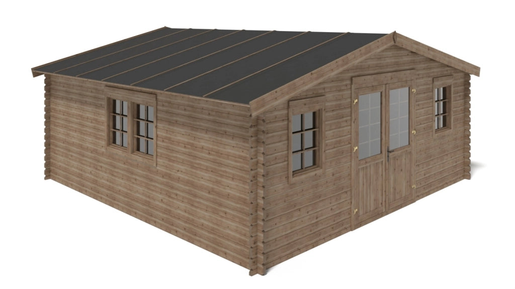 Casetta da giardino in legno - 34.8m2 - 5.9x5.9m - impregnata - 45mm - colore: marrone - DOM656 - ALTANKA
