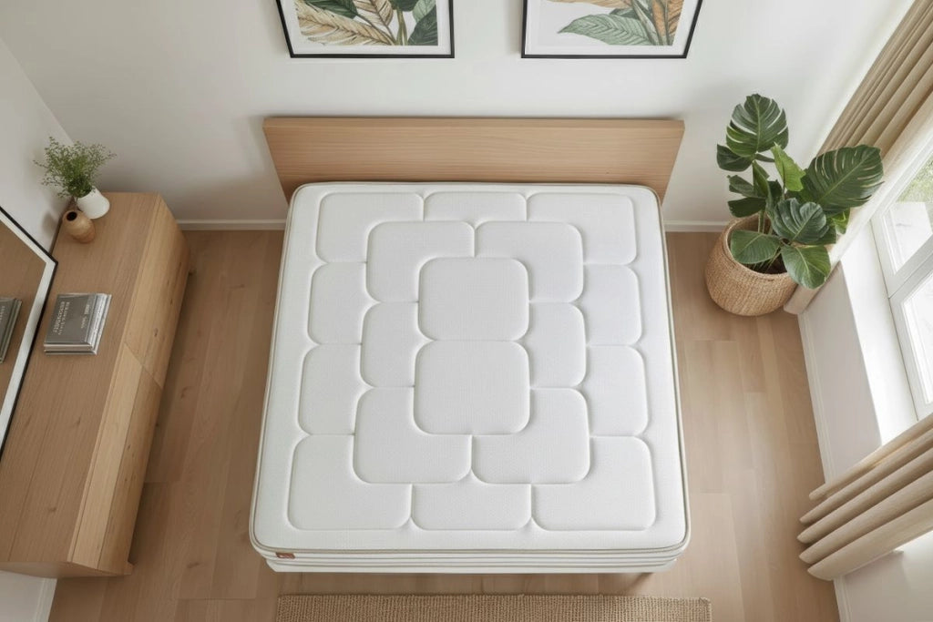 Pacchetto letto completo - Materasso 140x190cm + Box spring con doghe (kit) + 2 cuscini + Piumino - Le Douillet
