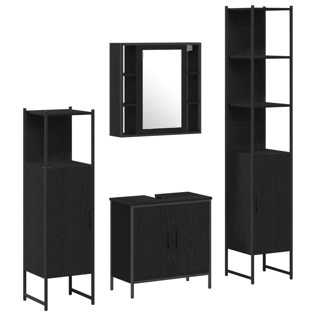 Set di mobili per il bagno 4 pcs Nero Legno multistrato 3334429