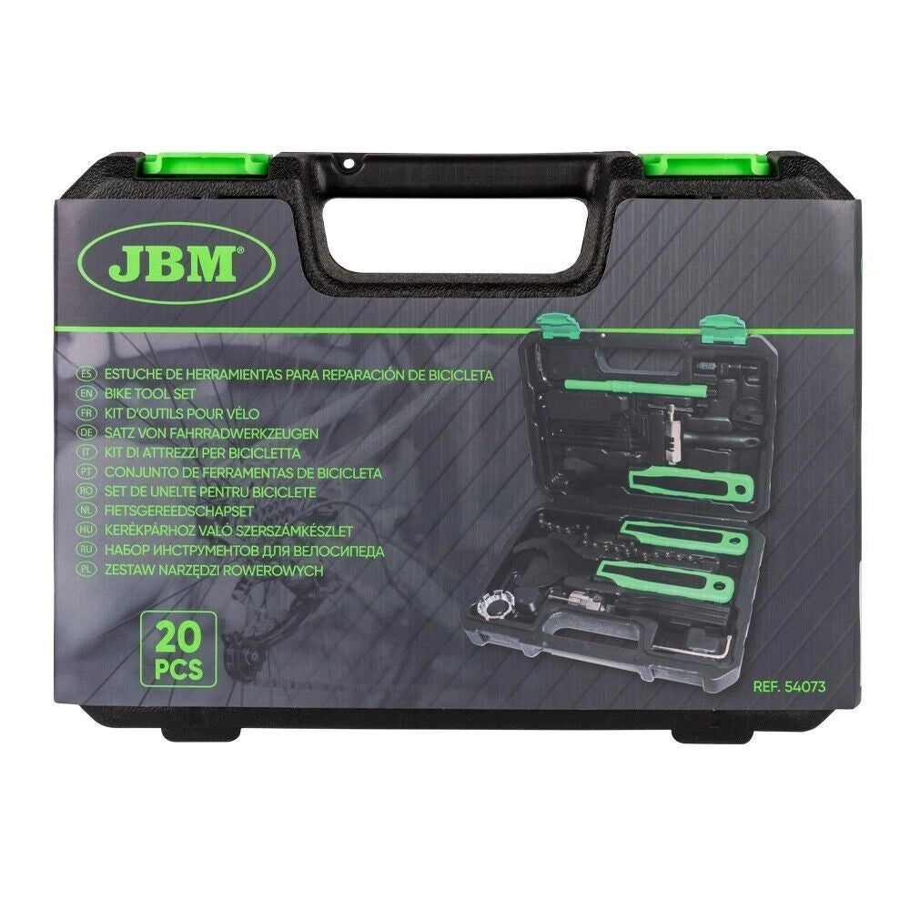 KIT RIAPARAZIONE BICI IN VALIGETTA 20 PZ KIT ATTREZZI BICICLETTA JBM RICAMBI BIC
