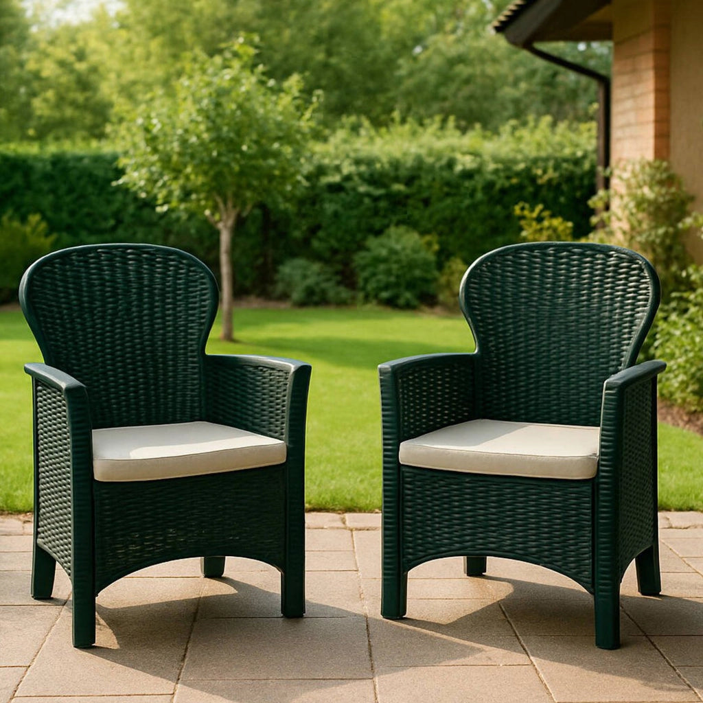 Set di 2 sedie da esterno Amilton, Seduta da giardino, Per indoor o outdoor, Con braccioli, Made in Italy, 59x57 h86 cm, Antracite