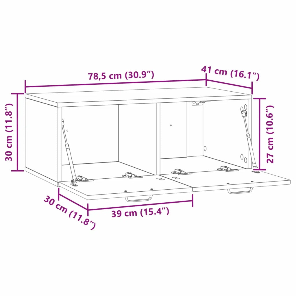 Mobile Porta TV da Muro Grigio Cemento 78,5 x 41 x 30 cm 899368
