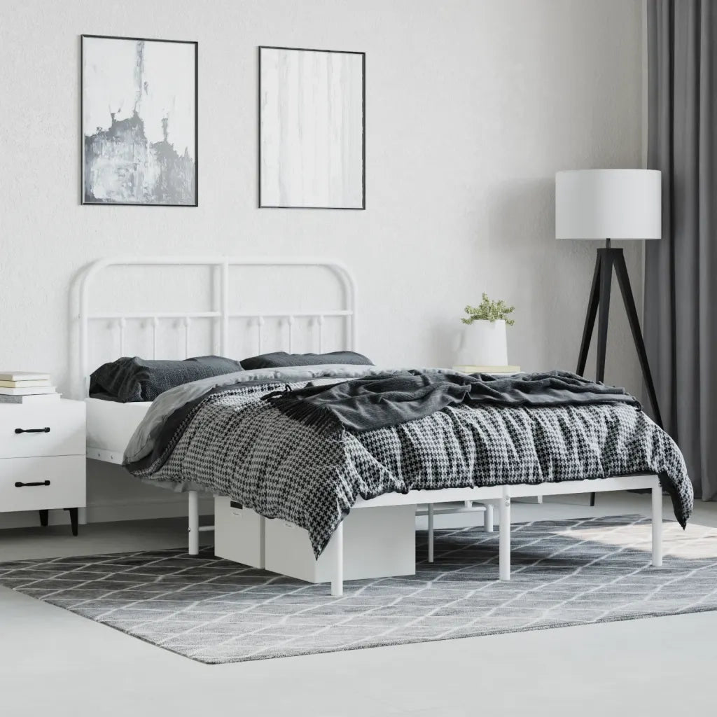 Giroletto con Testiera in Metallo Bianco 120x200 cm 352625