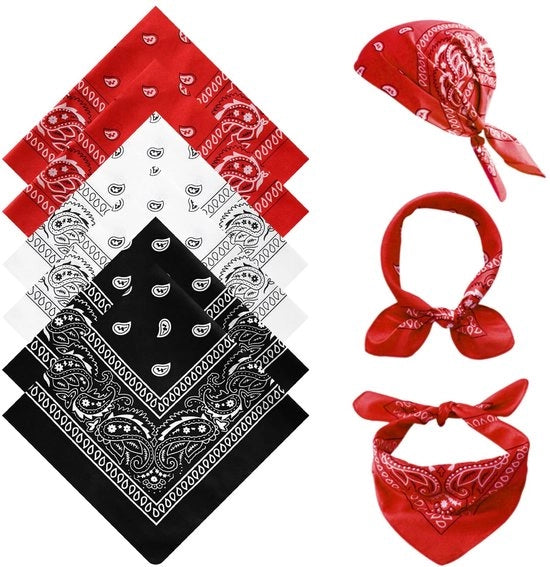 Bandana 6 pezzi - Foulard per uomo/donna - Disegno Paisley - Dimensione unica (54x54 cm) - Poliestere - Design elegante